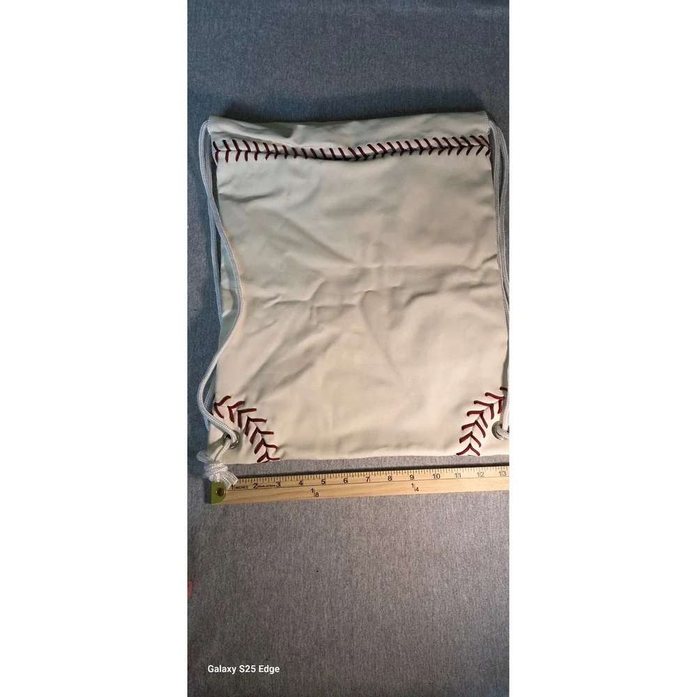Texas Rangers MLB Drawstring Cinch Backpack White Baseball Stitching Bag